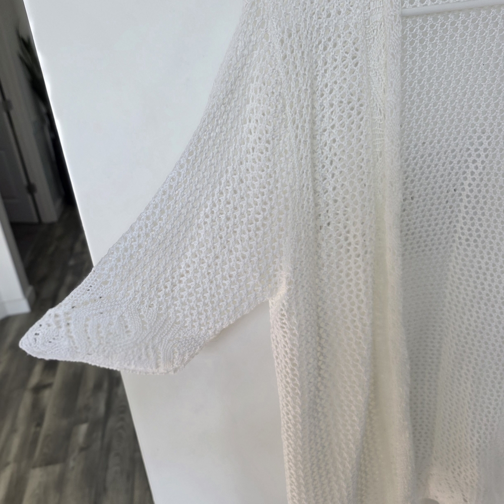 Perceptions Women's Cream Open Knit Cardigan - Picture 3 of 5